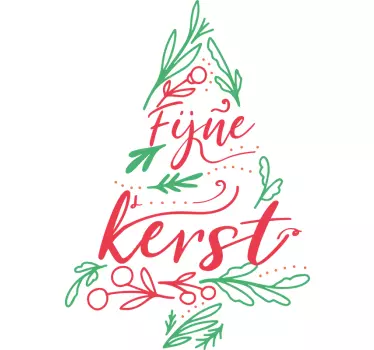 Kerststickers boom in groen en rood - TenStickers