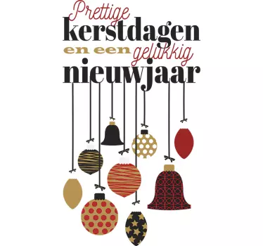 Kerststickers tekst met ballen - TenStickers