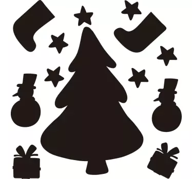 Kerst elementen krijtbord sticker - TenStickers