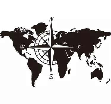 Camper sticker wereldkaart met richtingen - TenStickers