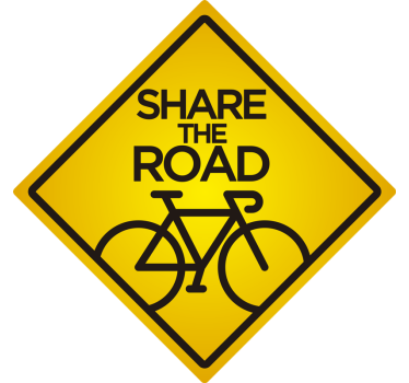 Fietser voorzichtig delen de decoratie sticker auto - TenStickers