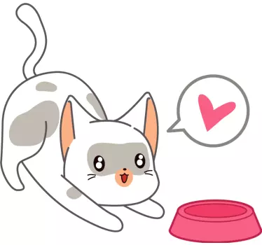 Muursticker poesje met bakje - TenStickers