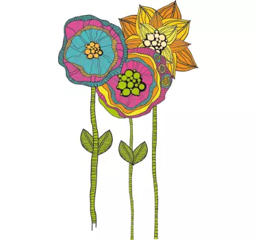 Deursticker bloemen hippie - TenStickers