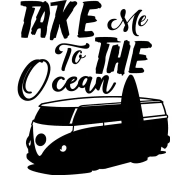 Zelfklevende autosticker met tekst voor surfer-camper - TenStickers