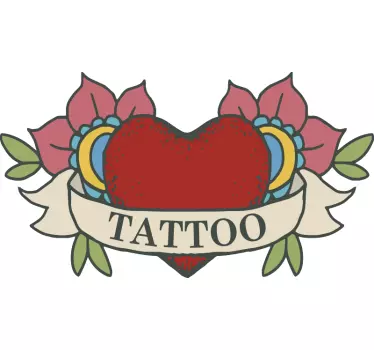 Hart met bloemenelementen etalage sticker - TenStickers