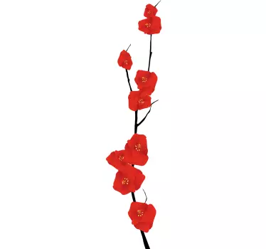 Bloeiende tak bloemen muursticker woonkamer - TenStickers