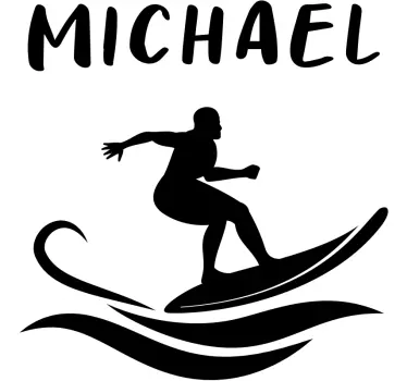 Surfer met zelfklevende naamsticker - TenStickers