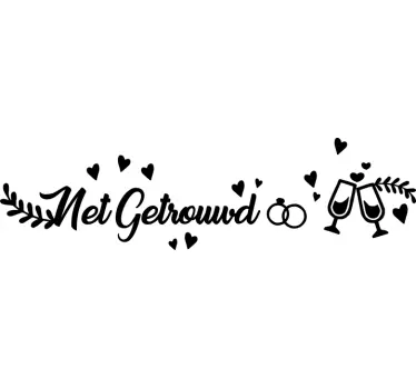 Decoratie huwelijk auto sticker - TenStickers