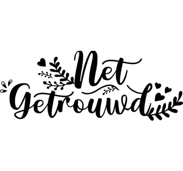 Net getrouwd bruiloft sticker - TenStickers