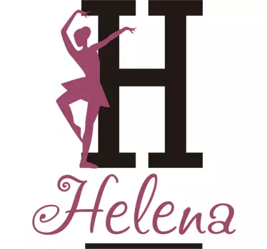 Balletdanser dansende meisje met naam zelfklevende muursticker - TenStickers
