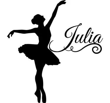 Silhoutte balletdanser met naam zelfklevende muursticker - TenStickers
