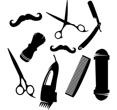Kapper pictogrammen zelfklevende raamsticker - TenStickers
