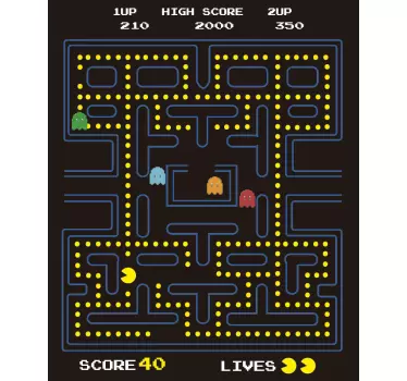 Zelfklevende muursticker pacman videogame - TenStickers