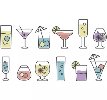 Cocktails drinken muursticker - TenStickers