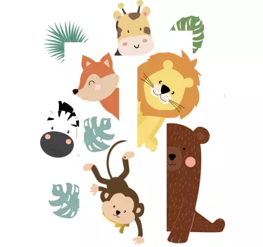 Deursticker verschillende dieren - TenStickers