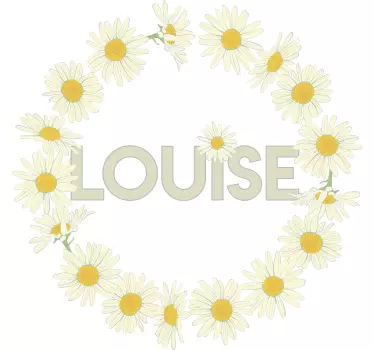 Daisy crown met naam custom bloemen muursticker - TenStickers