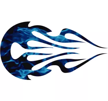 Blauwe tribal vlam motorfiets stickers - TenStickers
