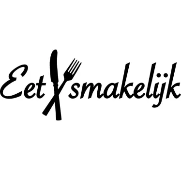 Muursticker keuken tekst eetsmakelijk - TenStickers