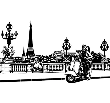 Locatie sticker parijse romantische scène - TenStickers