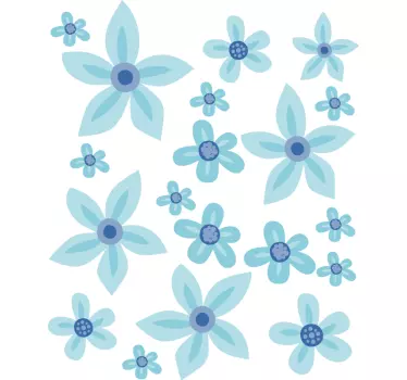 Fiets sticker met blauwe bloemen - TenStickers