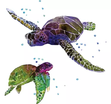 Kleurrijke abstracte schildpadden dierlijke zelfklevende sticker - TenStickers