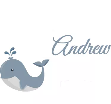 Muursticker kinderkamer met naam en walvis - TenStickers
