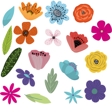 Fiets sticker met bloemen set - TenStickers