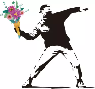 Stickers kunst Banksy revolution bloemen - TenStickers