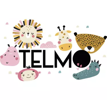 Muurstickers jungle dieren met naam - TenStickers