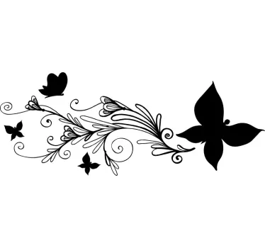 Autosticker Bloem en vlinder - TenStickers