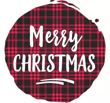 Kerst sticker vrolijk kerstmis ruitpatroon - TenStickers