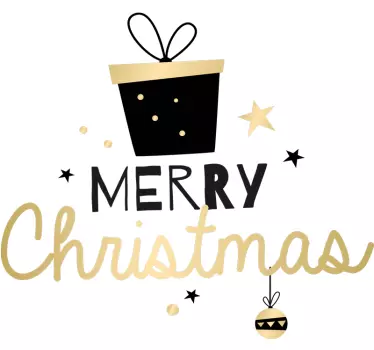 Vrolijk kerstcadeaudoos kerst sticker - TenStickers