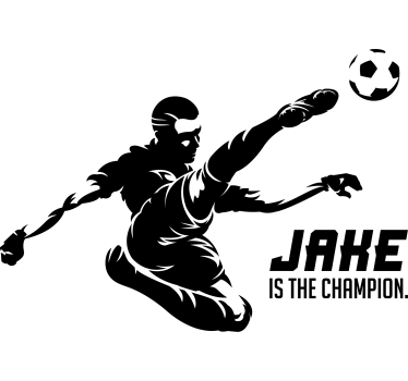 Muursticker voetbal schietende speler met naam - TenStickers