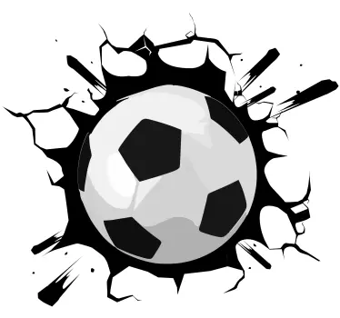 Muursticker voetbal met bal door de muur - TenStickers