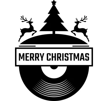 Muursticker klok LP Merry Christmas - TenStickers
