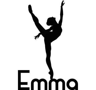 Muurstickers dansen Ballerina met naamsilhouet - TenStickers