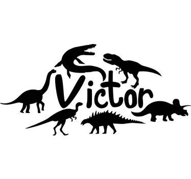 Dino muursticker gepersonaliseerd met naam - TenStickers