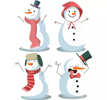 Kerststickers 4 schattige sneeuwpoppen - TenStickers