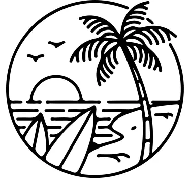 Muurstickers surfen Surf strand logo - TenStickers