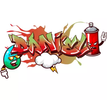 Muursticker graffiti spraycan karakters - TenStickers