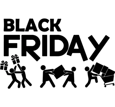 Illustratie van winkelende menigte black friday sticker - TenStickers