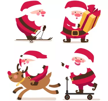 Kerststickers Verschillende houdingen van de kerstman - TenStickers