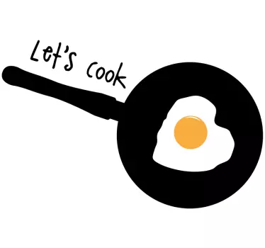Keuken stickers Laten we koken met gebakken ei - TenStickers
