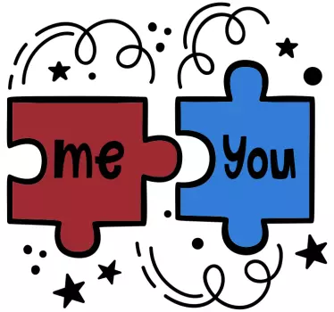Puzzelstukjes interactie sticker bed hoofdeinde - TenStickers