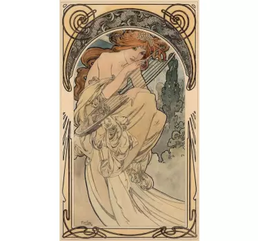 Sierlijke figuur die harp speelt iPhone sticker - TenStickers