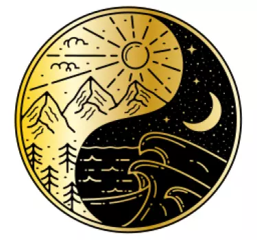 Stickers zon en maan yin yang - TenStickers