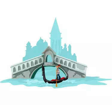 Venetiaanse gondelscène locatie sticker - TenStickers