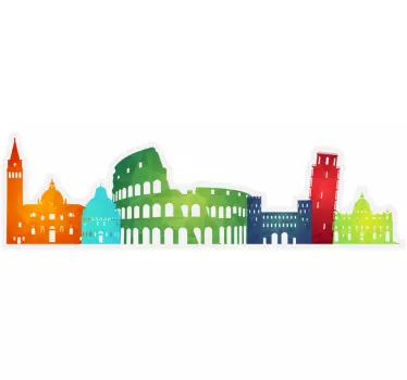 Sticker kleurrijke Italiaanse skyline - TenStickers