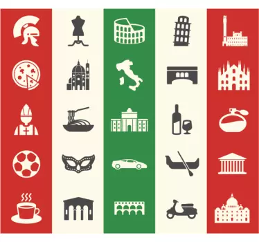 Italiaanse culturele iconen locatie sticker - TenStickers
