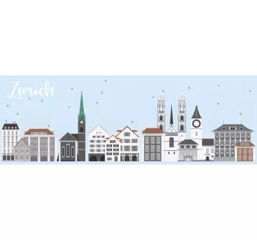 Locatie sticker zürich skyline illustratie - TenStickers